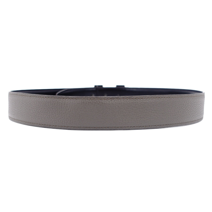 HERMES Leather Constance Reversible Matte Black Gray Size 80CM H Belt