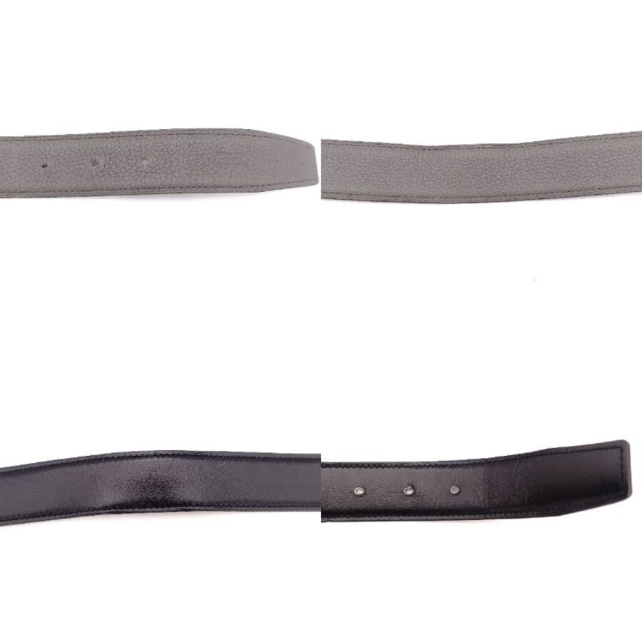 HERMES Leather Constance Reversible Matte Black Gray Size 80CM H Belt