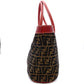 FENDI Zucca Tote Bag Canvas Leather Brown Red
