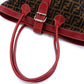 FENDI Zucca Tote Bag Canvas Leather Brown Red