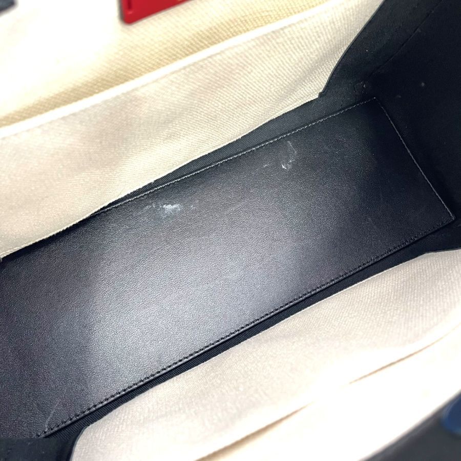 VALENTINO Canvas Leather White Black 2 Way Bag