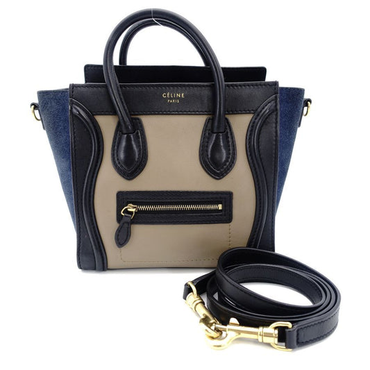 CELINE Micro Shopper Luggage Navy Beige