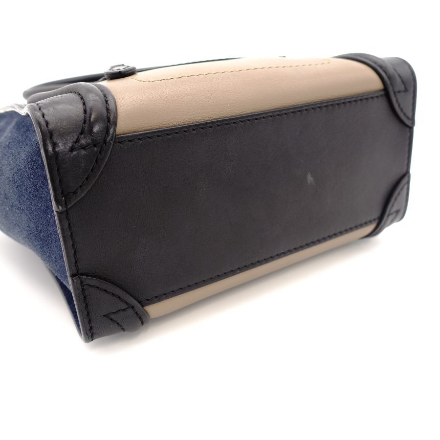 CELINE Micro Shopper Luggage Navy Beige