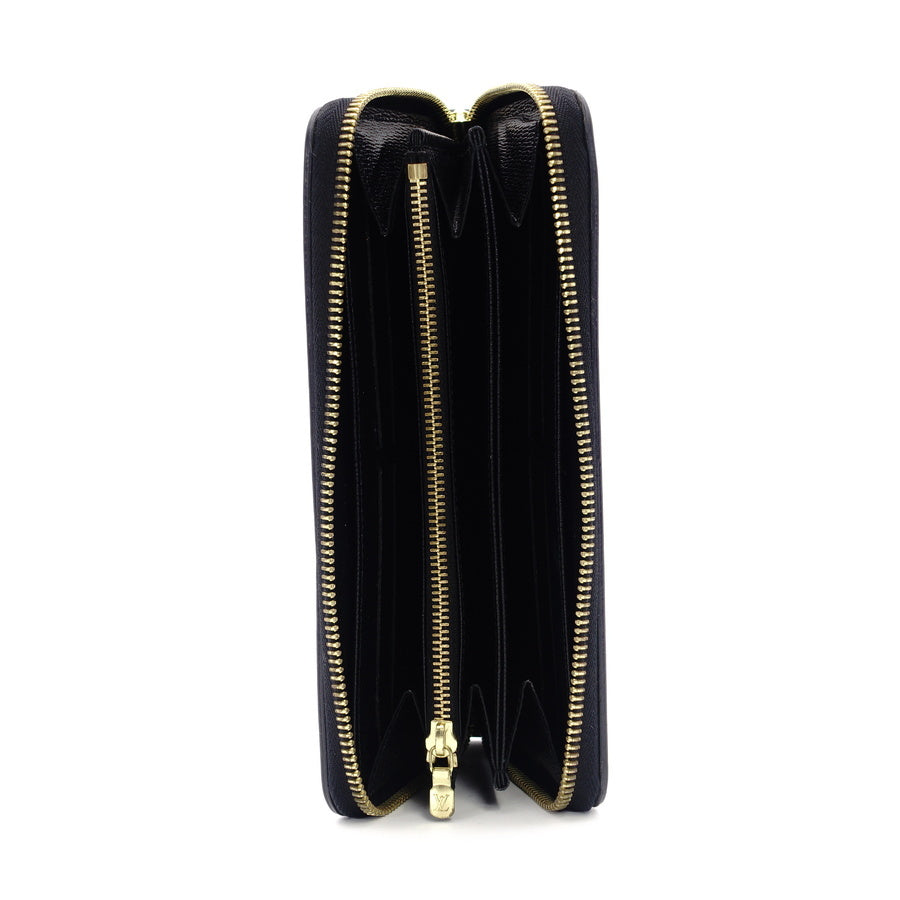 LOUIS VUITTON Monogram Zippy Long Wallet Leather Black x Blue