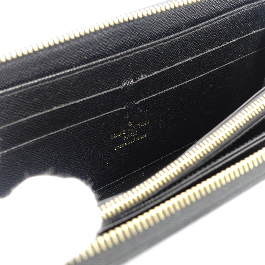 LOUIS VUITTON Monogram Zippy Long Wallet Leather Black x Blue