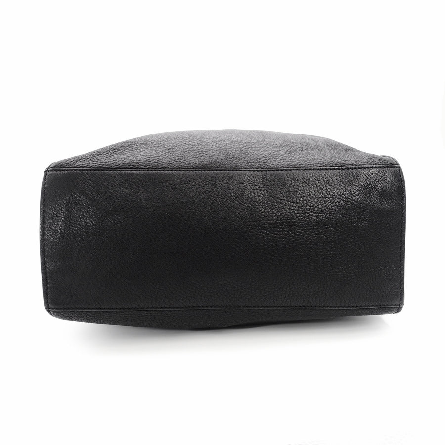 CHANEL Coco Mark Hand Bag Leather Black Vintage