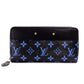 LOUIS VUITTON Monogram Zippy Long Wallet Leather Black x Blue