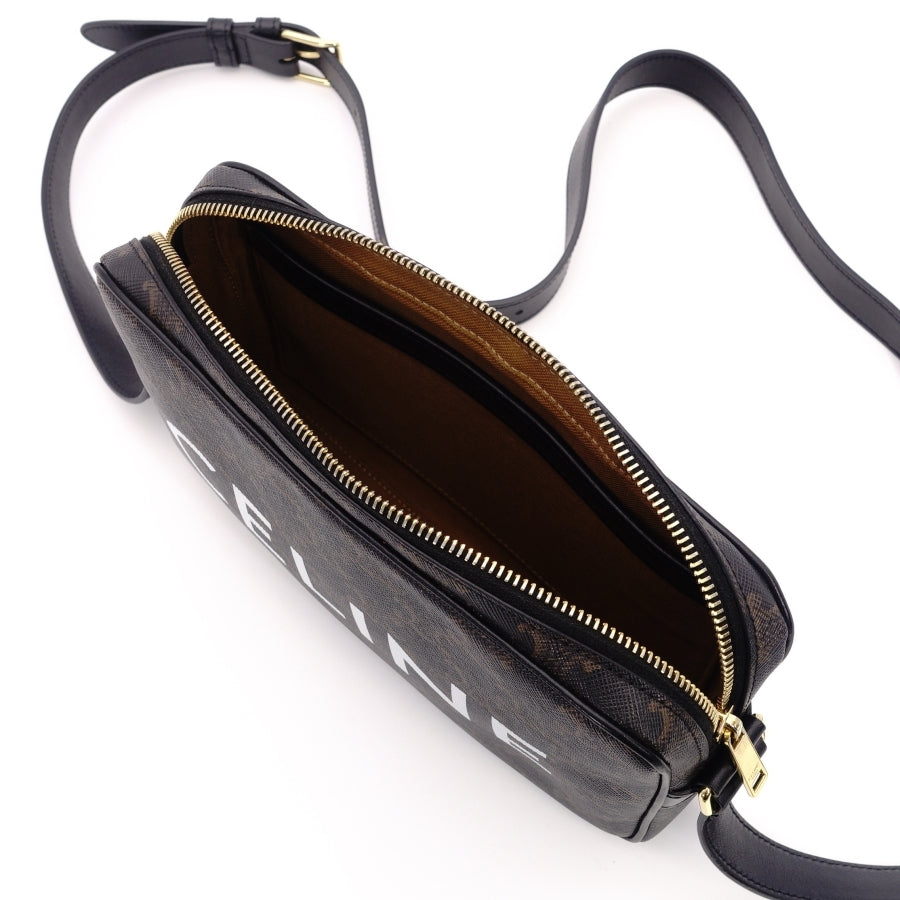 CELINE Triomphe Messenger Shoulder Brown Leather PVC