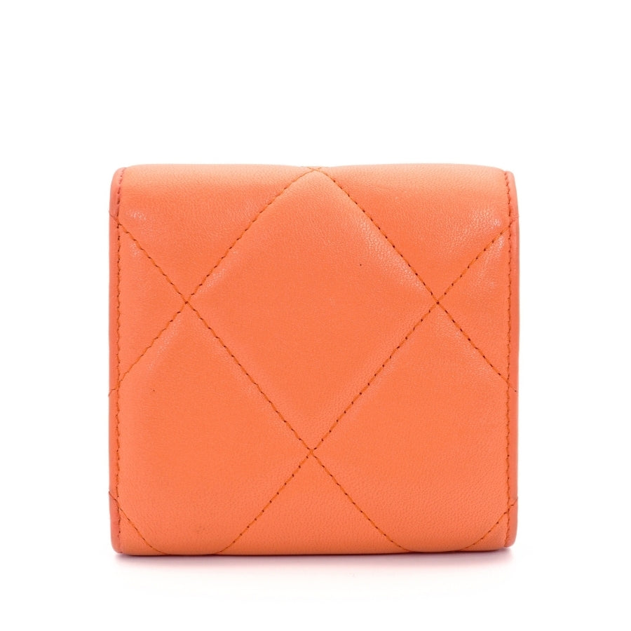 CHANEL 19 series trifold wallet orange Wallet