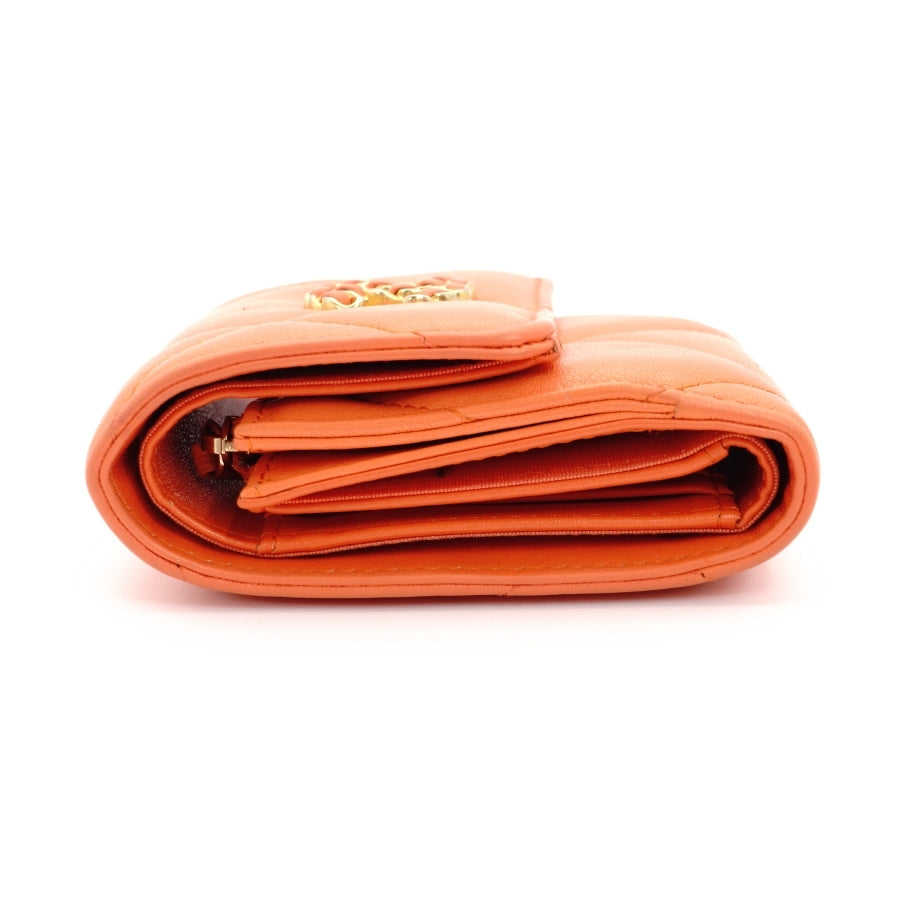 CHANEL 19 series trifold wallet orange Wallet