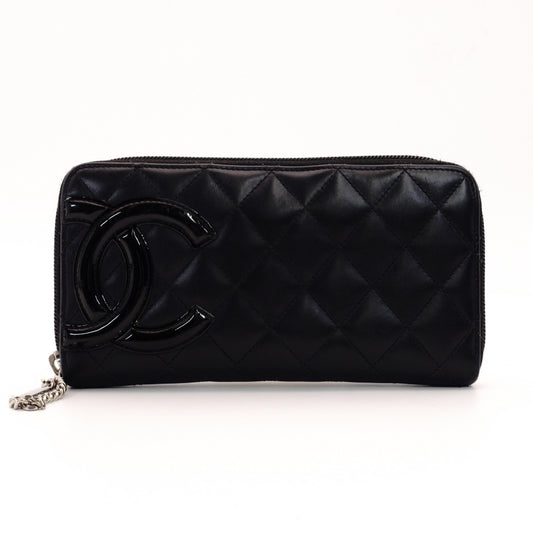 CHANEL Long Wallet Cambonline 20, black lambskin, black