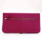 HERMES Dogon long purple long wallet leather