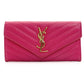 SAINT LAURENT long wallet V-stitched pink leather wallet
