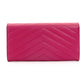 SAINT LAURENT long wallet V-stitched pink leather wallet