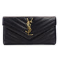 YVES SAINT LAURENT Long Wallet Black Leather V-stitching