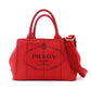 PRADA Canapa S Red Handbag 2-way Canvas Shoulder Bag