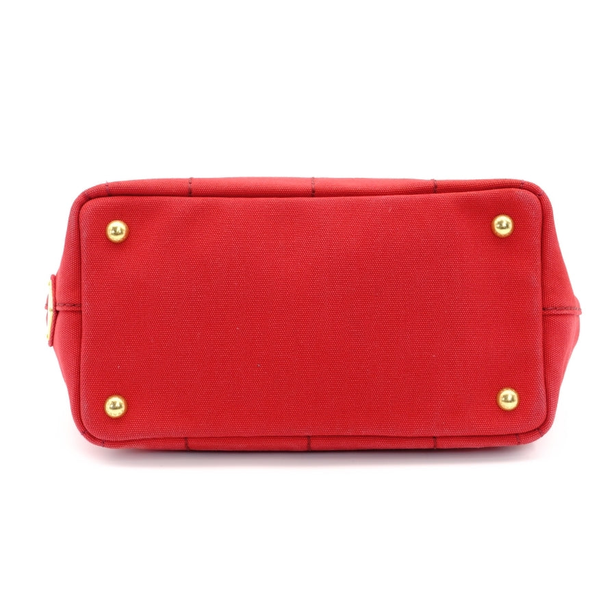 PRADA Canapa S Red Handbag 2-way Canvas Shoulder Bag