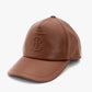 Unused Burberry TB Logo Leather Cap Hat Brown Baseball Cap 7-6-266