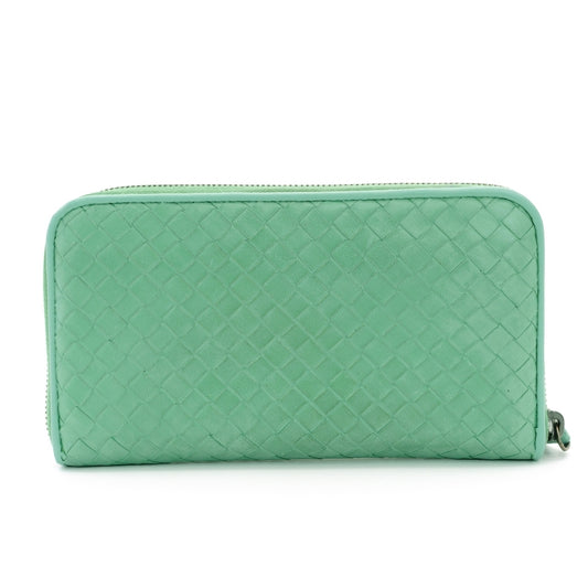 Bottega Veneta Intro Chart Long Wallet Green Leather Round zipper