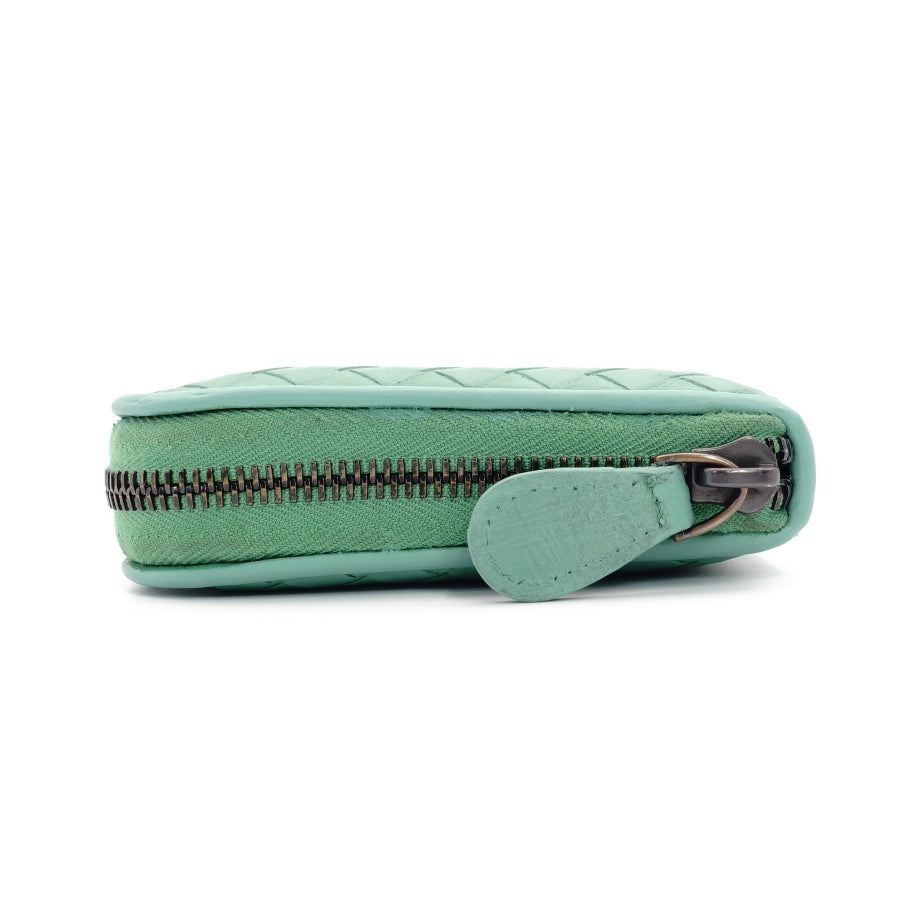 Bottega Veneta Intro Chart Long Wallet Green Leather Round zipper
