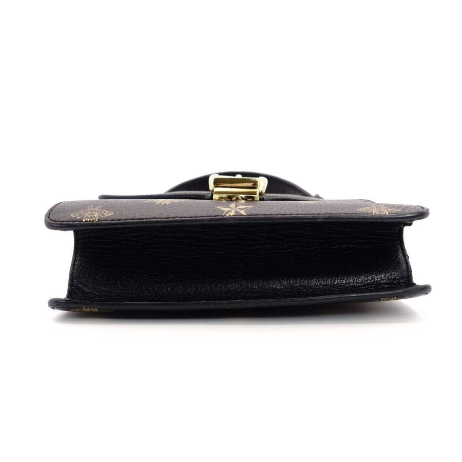 GUCCI Sylvie Handbag Leather Black Multicolor 2-Way Shoulder