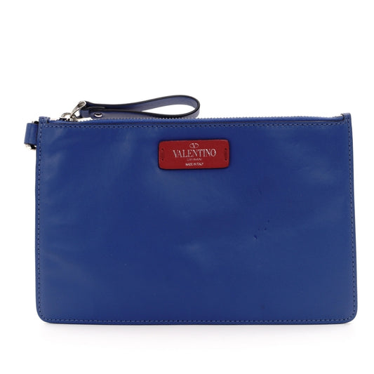 VALENTINO Garavani Leather Pouch Blue