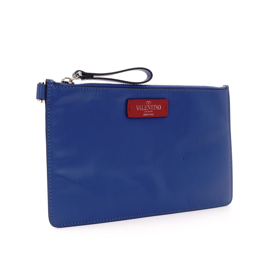 VALENTINO Garavani Leather Pouch Blue