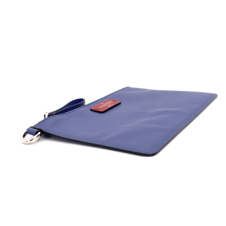 VALENTINO Garavani Leather Pouch Blue