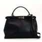 FENDI Peekaboo Handbag 2-Way Leather Black Shoulder Bag 7-5-775