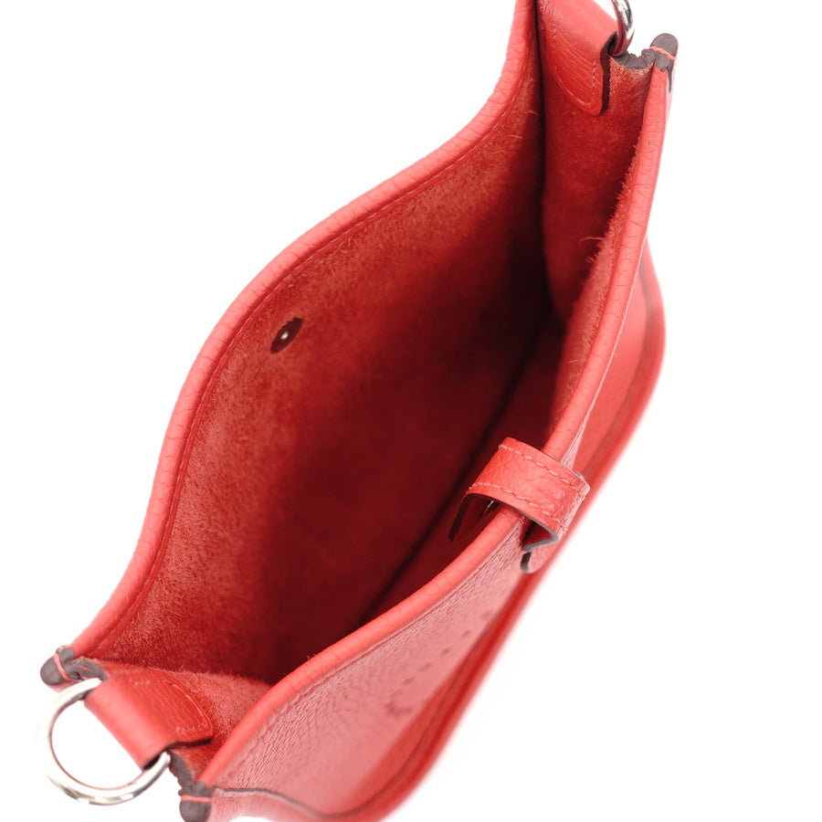HERMES Evelyn TPM Shoulder Bag Leather Red T-Engraving