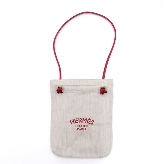 HERMES Aline PM Canvas Beige Red Shoulder Bag