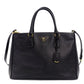 PRADA Galeria 2way Style Bag Black Leather Gold Metal Fittings