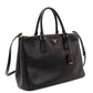 PRADA Galeria 2way Style Bag Black Leather Gold Metal Fittings
