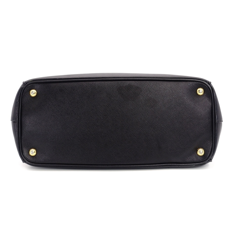 PRADA Galeria 2way Style Bag Black Leather Gold Metal Fittings