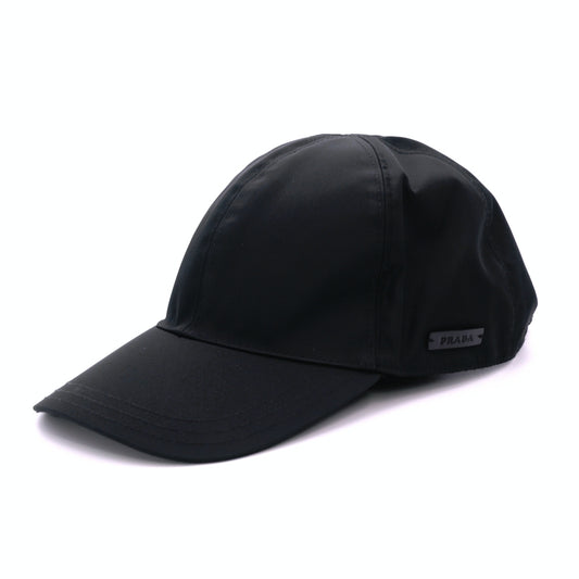 PRADA Cap Nylon Black Logo Size L Unisex