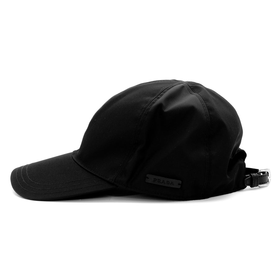 PRADA Cap Nylon Black Logo Size L Unisex