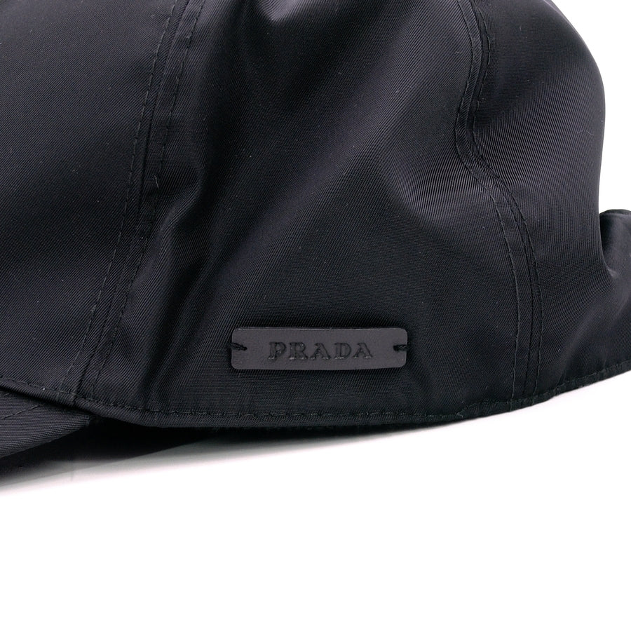 PRADA Cap Nylon Black Logo Size L Unisex