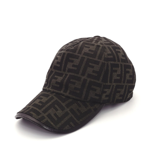 FENDI Zucca Cap Logo Brown Polyester