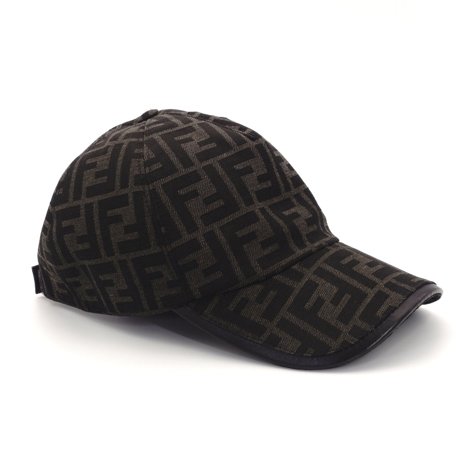 FENDI Zucca Cap Logo Brown Polyester