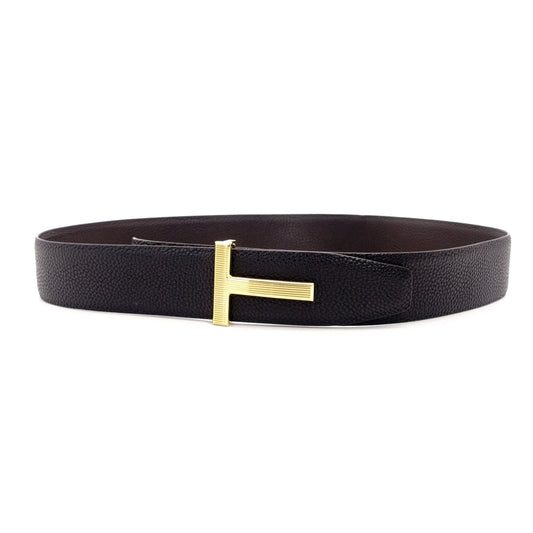 TOM FORD BELT Leather Logo GOLD METAL FITTING Reversible