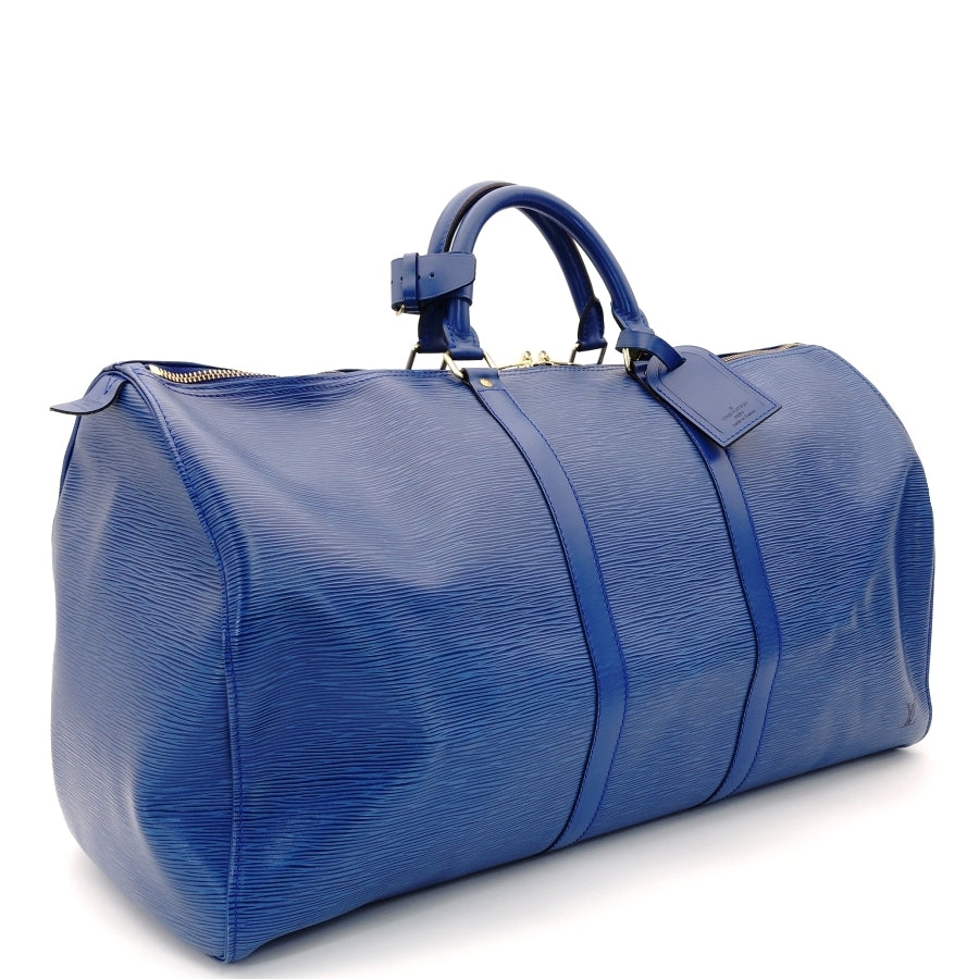 LOUIS VUITTON Epi Keeypall 55 Blue Leather Gold Metal Fittings