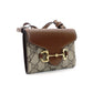 GUCCIGG PATTERN HOSE BIT Shoulder Bag Beige PVC Leather