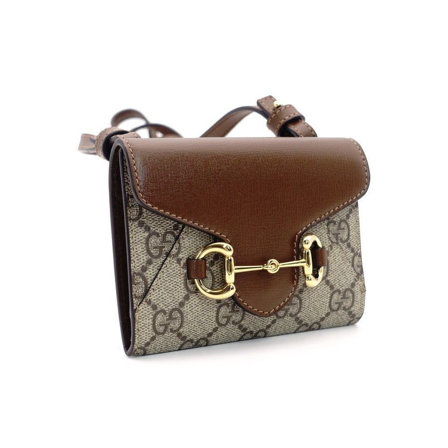 GUCCIGG PATTERN HOSE BIT Shoulder Bag Beige PVC Leather