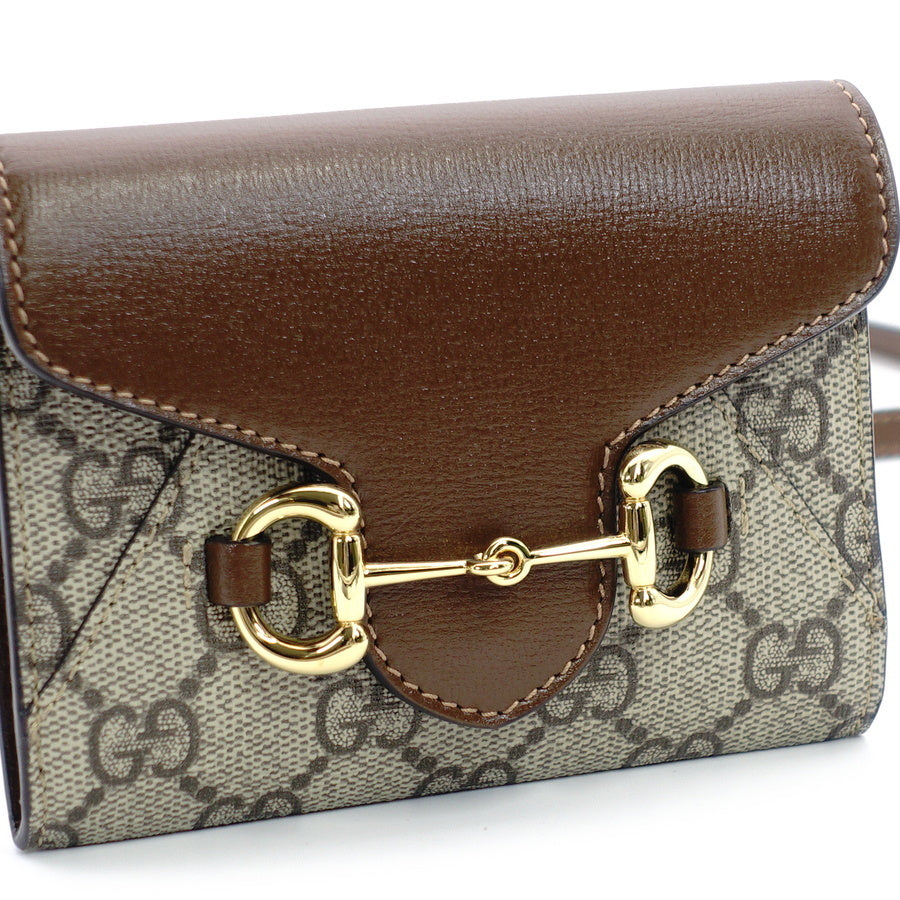 GUCCIGG PATTERN HOSE BIT Shoulder Bag Beige PVC Leather
