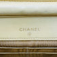 CHANEL Chain Shoulder Bag Caviar Skin Coco Mark Beige