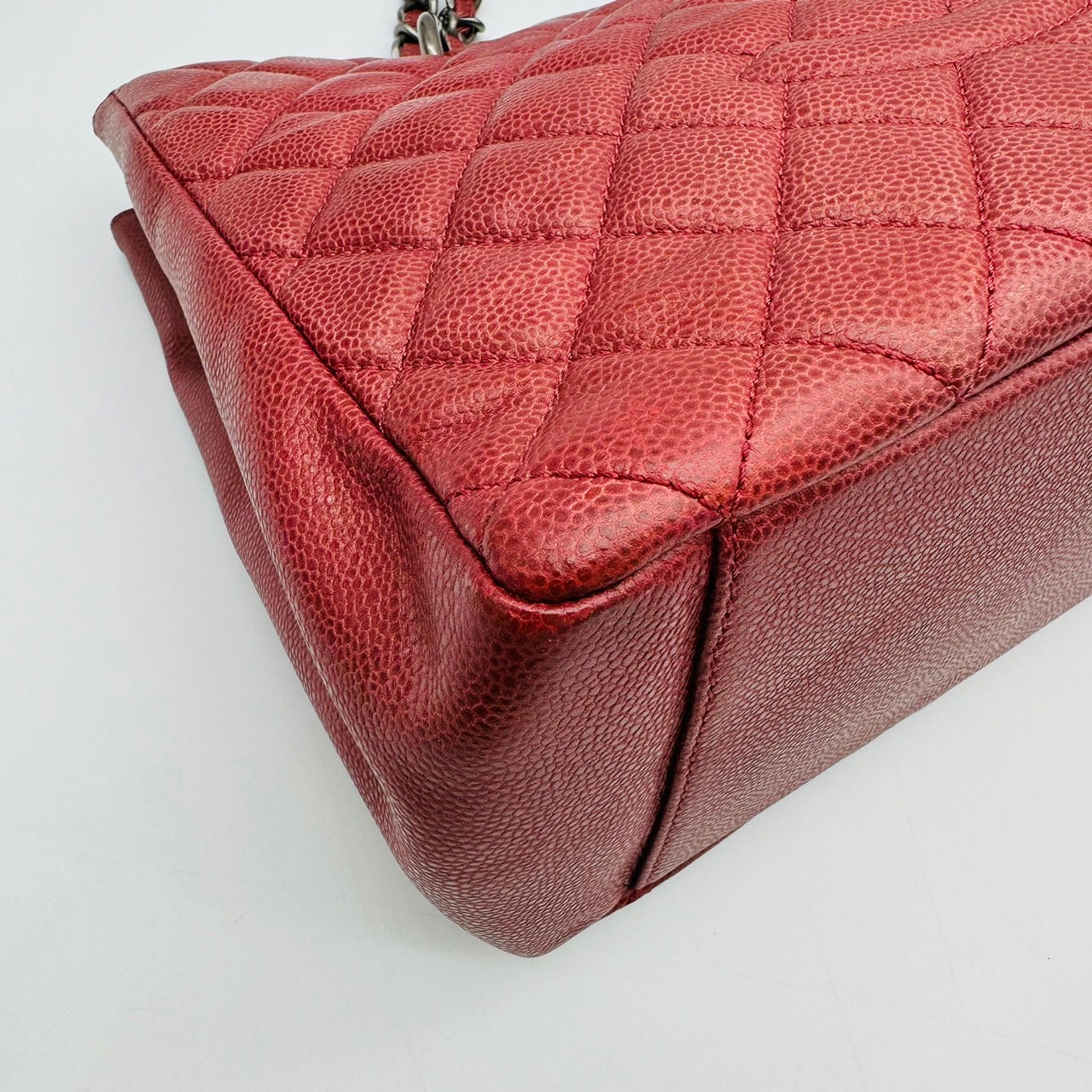 CHANEL GST Chain Tote Red/Silver Hardware