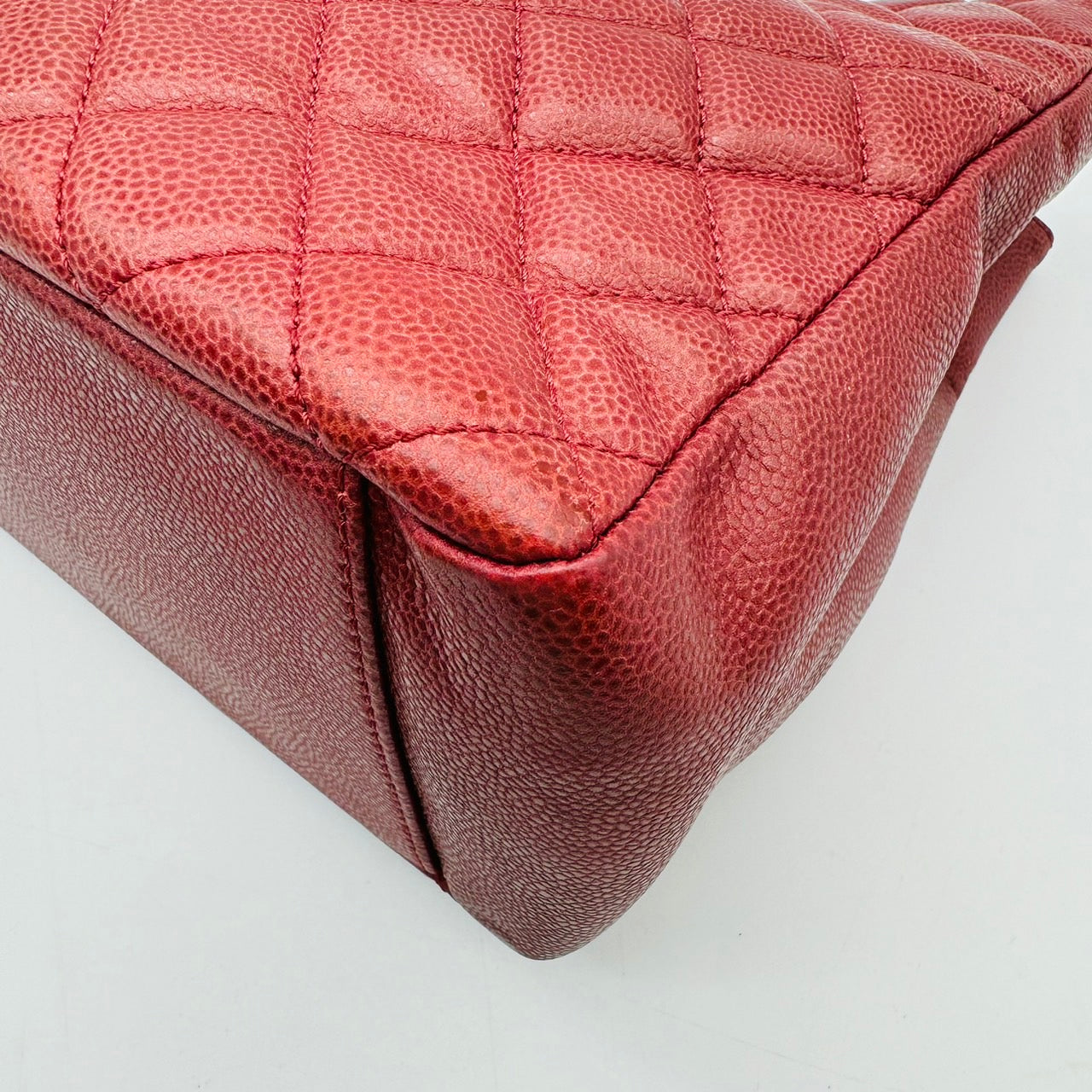 CHANEL GST Chain Tote Red/Silver Hardware