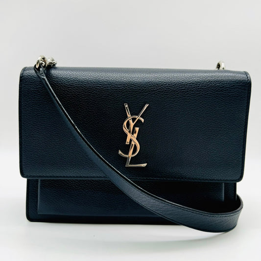 YSL Shoulder Bag Leather Navy Sunset Medium