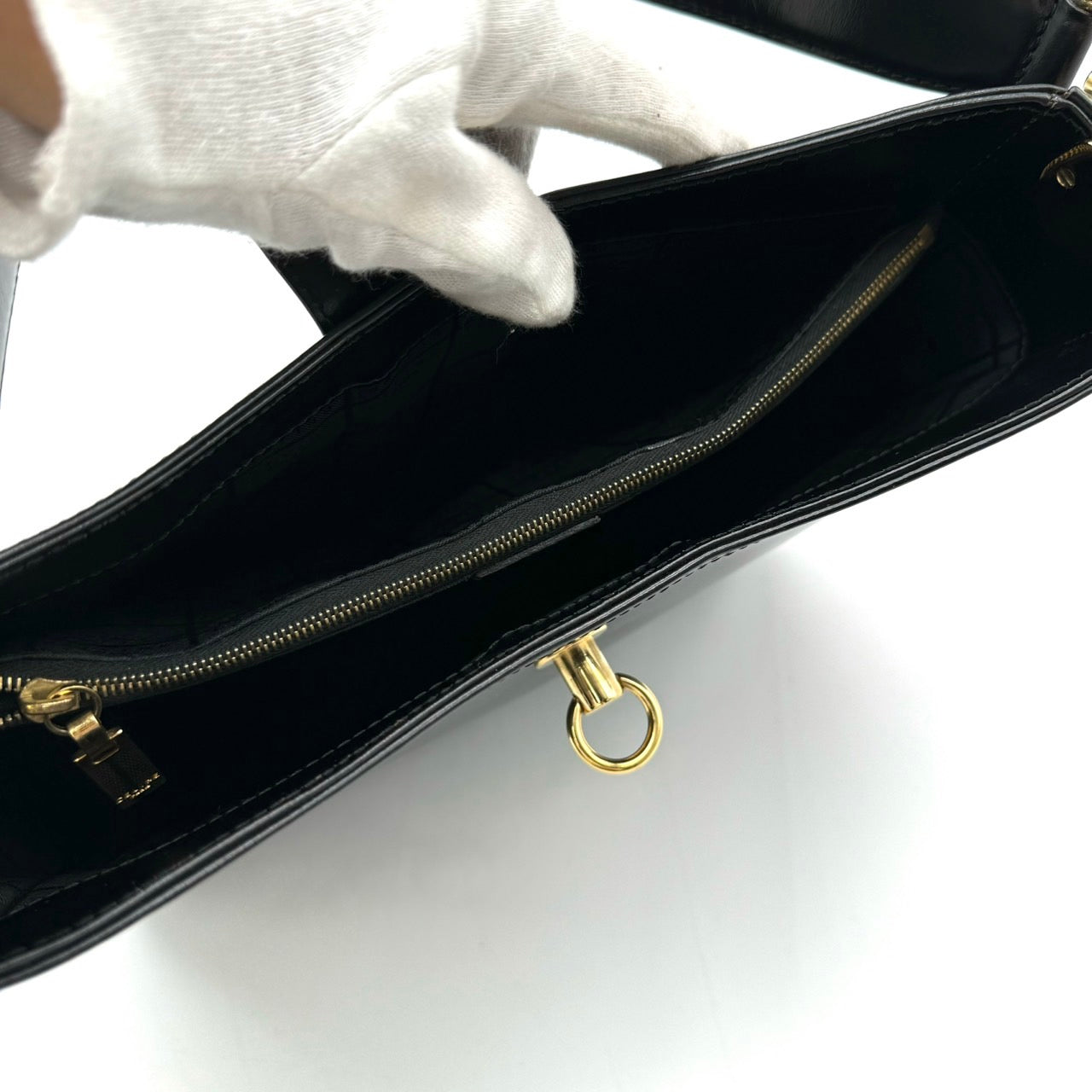 CELINE Vintage Leather Black Shoulder Bag