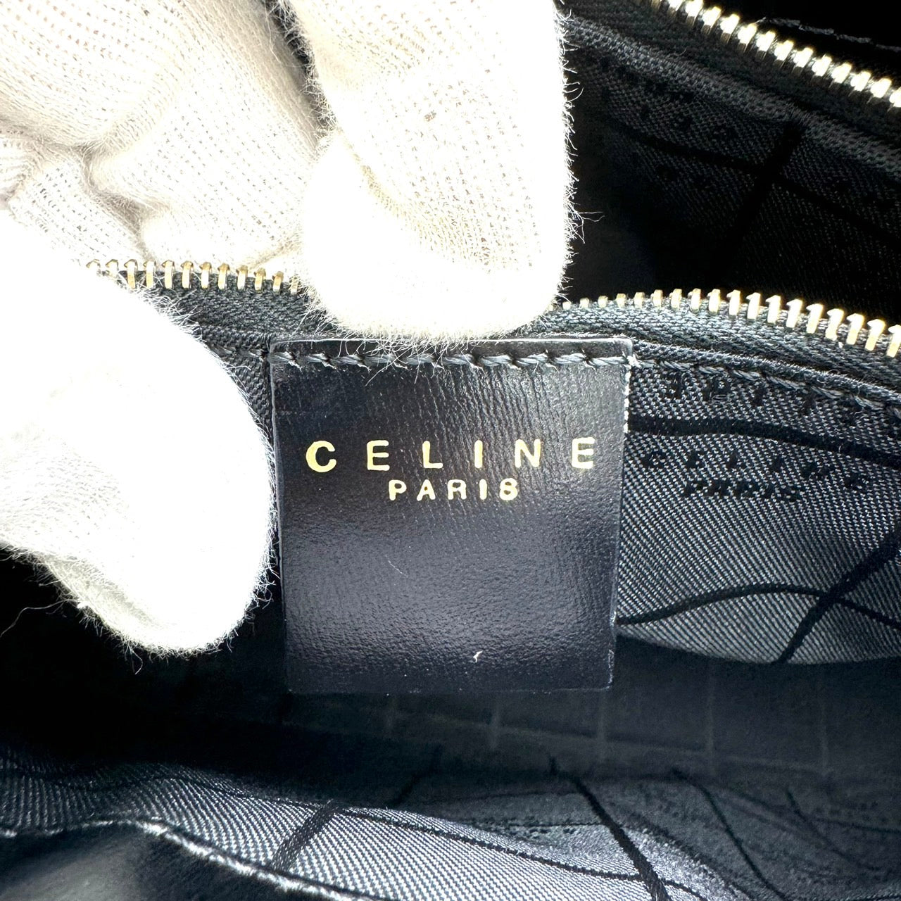 CELINE Vintage Leather Black Shoulder Bag